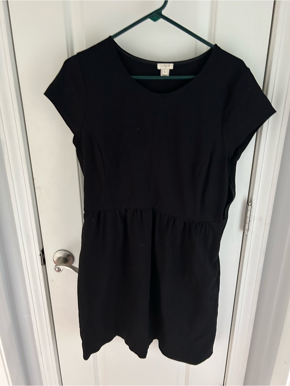 J. Crew Black Short Sleeve Peplum Dress